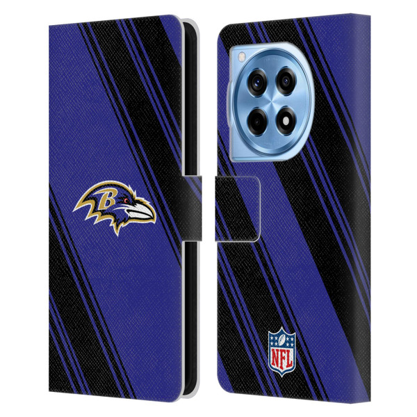 NFL Baltimore Ravens Artwork Stripes Leather Book Wallet Case Cover For OnePlus 12R