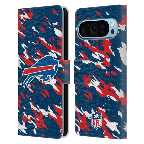 NFL Buffalo Bills Logo Camou Leather Book Wallet Case Cover For Google Pixel 9 / Pixel 9 Pro