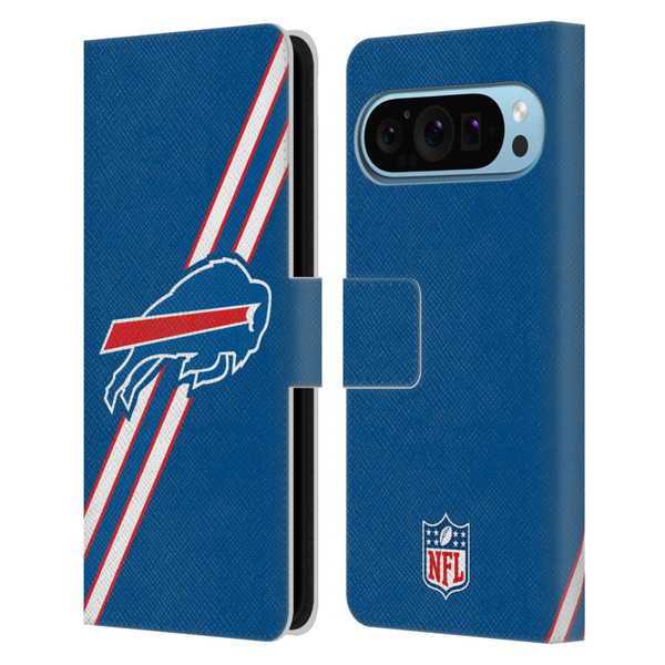 NFL Buffalo Bills Logo Stripes Leather Book Wallet Case Cover For Google Pixel 9 / Pixel 9 Pro
