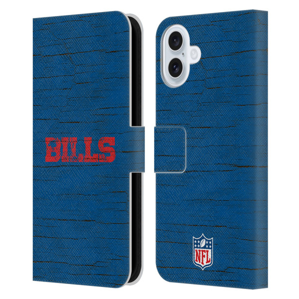 NFL Buffalo Bills Logo Distressed Look Leather Book Wallet Case Cover For Apple iPhone 16 Plus