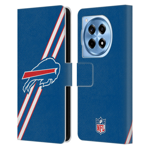 NFL Buffalo Bills Logo Stripes Leather Book Wallet Case Cover For OnePlus 12R