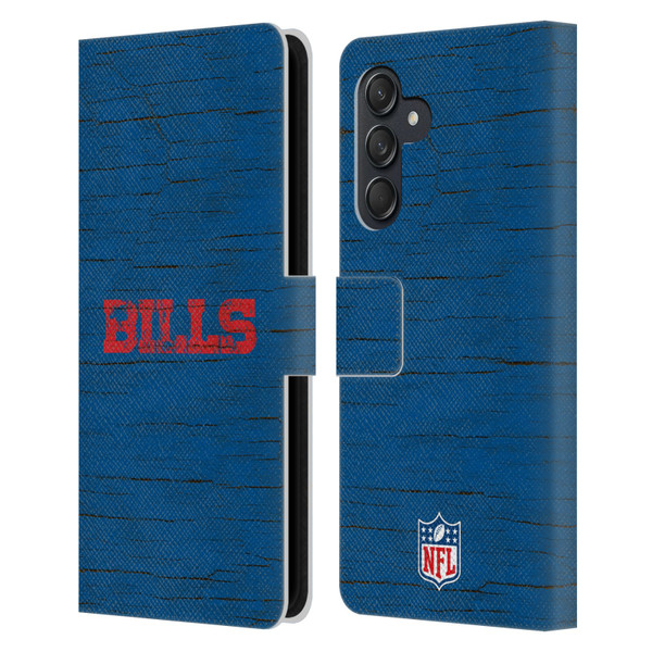 NFL Buffalo Bills Logo Distressed Look Leather Book Wallet Case Cover For Samsung Galaxy M55 5G