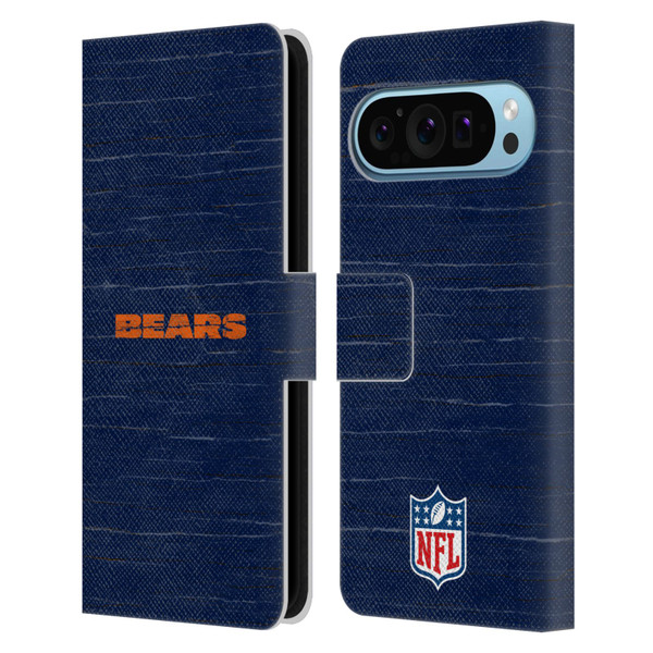 NFL Chicago Bears Logo Distressed Look Leather Book Wallet Case Cover For Google Pixel 9 / Pixel 9 Pro