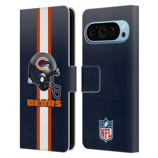 NFL Chicago Bears Logo Helmet Leather Book Wallet Case Cover For Google Pixel 9 / Pixel 9 Pro