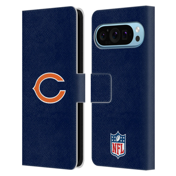 NFL Chicago Bears Logo Plain Leather Book Wallet Case Cover For Google Pixel 9 / Pixel 9 Pro