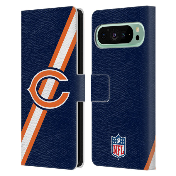 NFL Chicago Bears Logo Stripes Leather Book Wallet Case Cover For Google Pixel 9 Pro XL