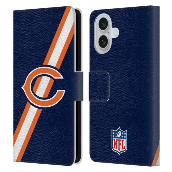 NFL Chicago Bears Logo Stripes Leather Book Wallet Case Cover For Apple iPhone 16