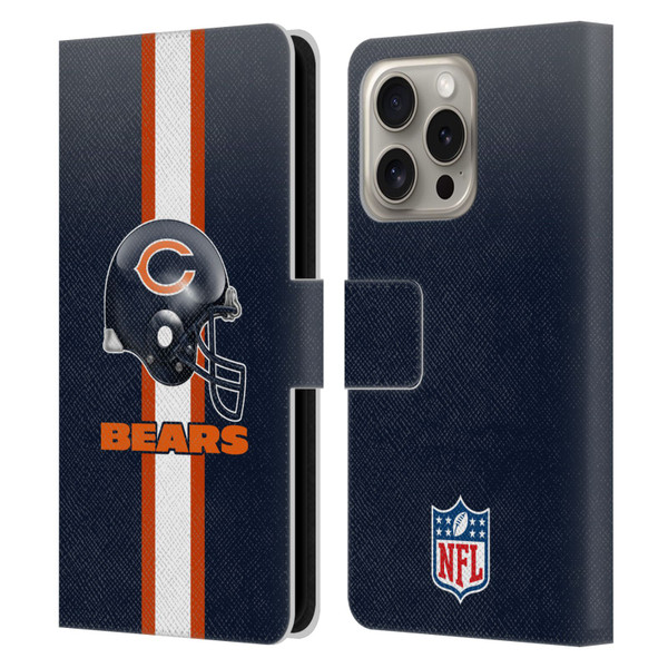 NFL Chicago Bears Logo Helmet Leather Book Wallet Case Cover For Apple iPhone 16 Pro