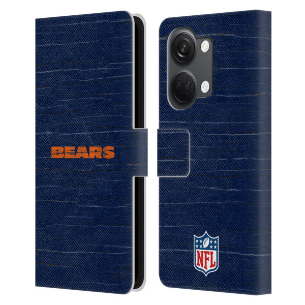 NFL Chicago Bears Logo Distressed Look Leather Book Wallet Case Cover For OnePlus Nord 3 5G