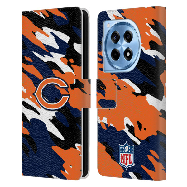 NFL Chicago Bears Logo Camou Leather Book Wallet Case Cover For OnePlus 12R