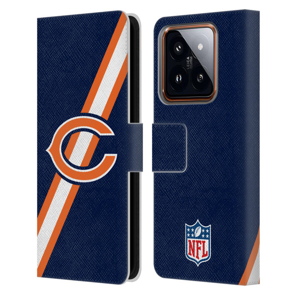 NFL Chicago Bears Logo Stripes Leather Book Wallet Case Cover For Xiaomi 14