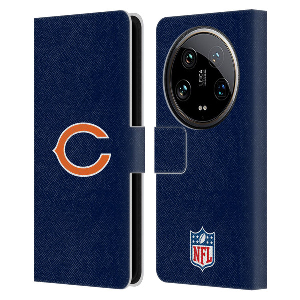 NFL Chicago Bears Logo Plain Leather Book Wallet Case Cover For Xiaomi 14 Ultra