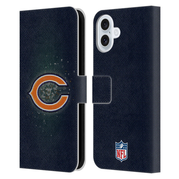 NFL Chicago Bears Artwork LED Leather Book Wallet Case Cover For Apple iPhone 16 Plus