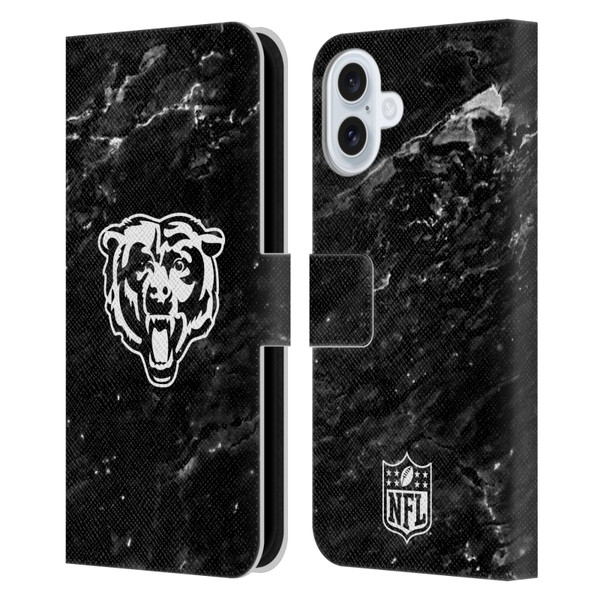 NFL Chicago Bears Artwork Marble Leather Book Wallet Case Cover For Apple iPhone 16 Plus