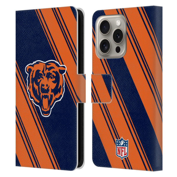 NFL Chicago Bears Artwork Stripes Leather Book Wallet Case Cover For Apple iPhone 16 Pro