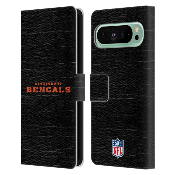 NFL Cincinnati Bengals Logo Distressed Look Leather Book Wallet Case Cover For Google Pixel 9 Pro XL