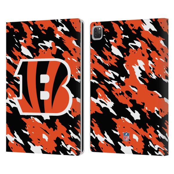 NFL Cincinnati Bengals Logo Camou Leather Book Wallet Case Cover For Apple iPad Pro 13 M4 2024