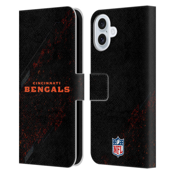 NFL Cincinnati Bengals Logo Blur Leather Book Wallet Case Cover For Apple iPhone 16 Plus