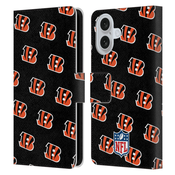 NFL Cincinnati Bengals Artwork Patterns Leather Book Wallet Case Cover For Apple iPhone 16