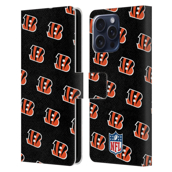 NFL Cincinnati Bengals Artwork Patterns Leather Book Wallet Case Cover For Apple iPhone 16 Pro Max