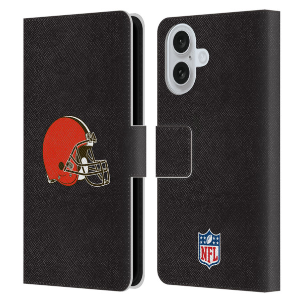 NFL Cleveland Browns Logo Plain Leather Book Wallet Case Cover For Apple iPhone 16