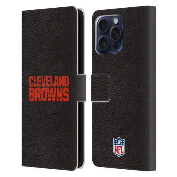 NFL Cleveland Browns Logo Distressed Look Leather Book Wallet Case Cover For Apple iPhone 16 Pro Max