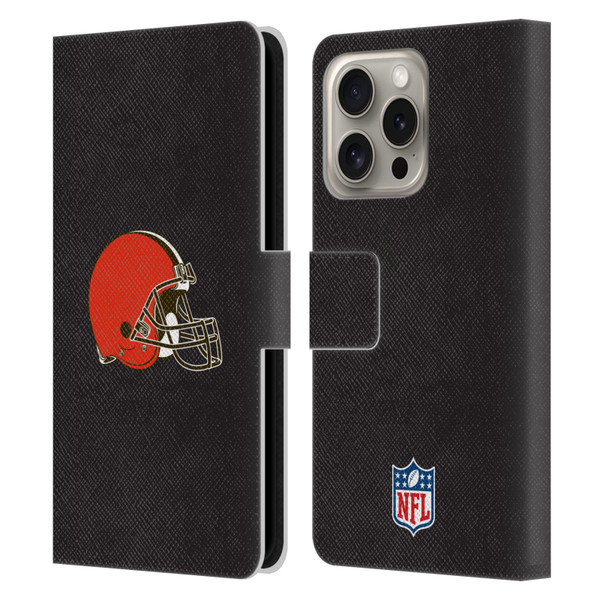 NFL Cleveland Browns Logo Plain Leather Book Wallet Case Cover For Apple iPhone 16 Pro