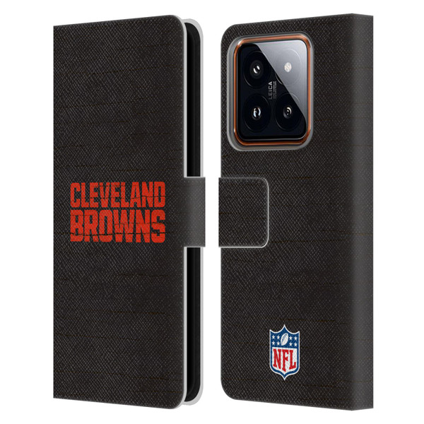 NFL Cleveland Browns Logo Distressed Look Leather Book Wallet Case Cover For Xiaomi 14