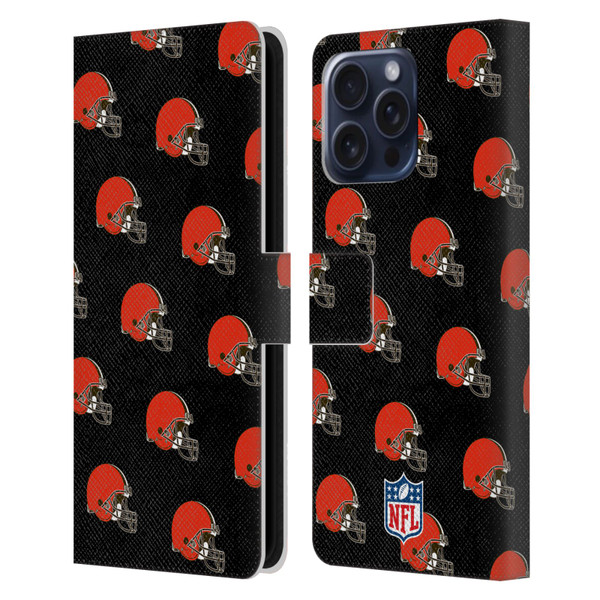 NFL Cleveland Browns Artwork Patterns Leather Book Wallet Case Cover For Apple iPhone 16 Pro Max
