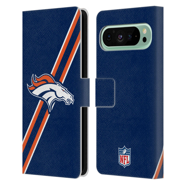 NFL Denver Broncos Logo Stripes Leather Book Wallet Case Cover For Google Pixel 9 Pro XL