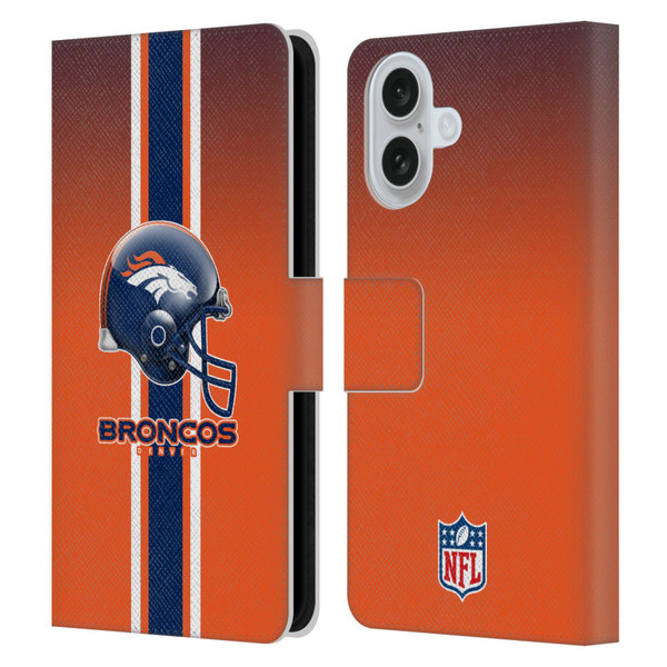 NFL Denver Broncos Logo Helmet Leather Book Wallet Case Cover For Apple iPhone 16