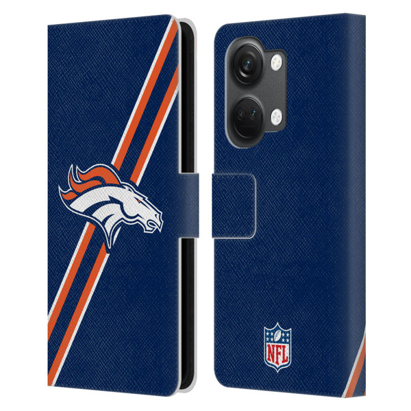 NFL Denver Broncos Logo Stripes Leather Book Wallet Case Cover For OnePlus Nord 3 5G