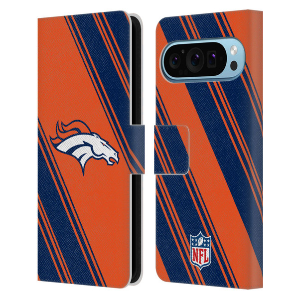 NFL Denver Broncos Artwork Stripes Leather Book Wallet Case Cover For Google Pixel 9 / Pixel 9 Pro