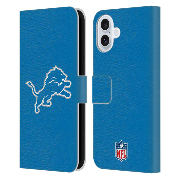 NFL Detroit Lions Logo Plain Leather Book Wallet Case Cover For Apple iPhone 16 Plus NFL Detroit Lions Logo Plain Leather Book Wallet Case Cover For Apple iPhone 16 Plus