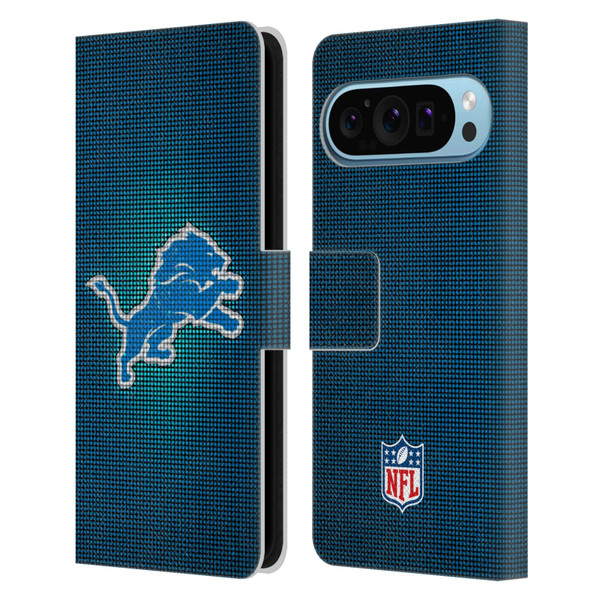 NFL Detroit Lions Artwork LED Leather Book Wallet Case Cover For Google Pixel 9 / Pixel 9 Pro