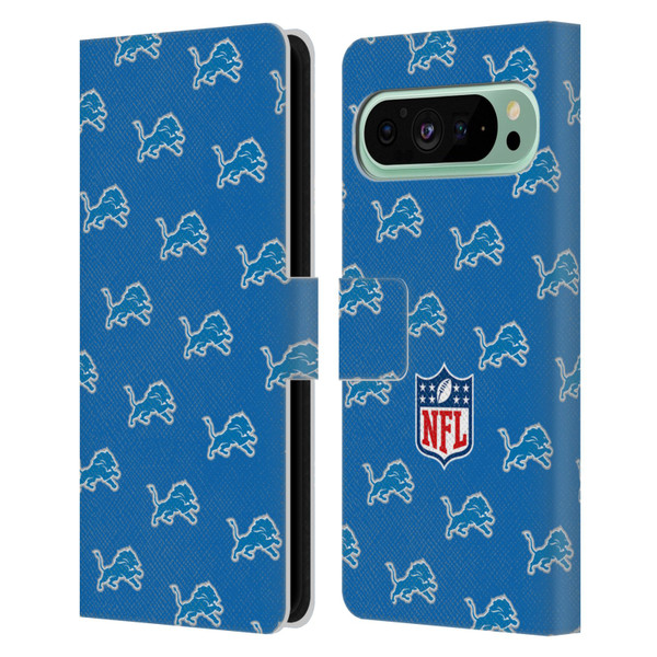 NFL Detroit Lions Artwork Patterns Leather Book Wallet Case Cover For Google Pixel 9 Pro XL