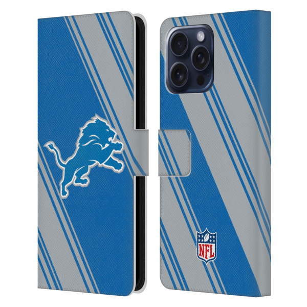 NFL Detroit Lions Artwork Stripes Leather Book Wallet Case Cover For Apple iPhone 16 Pro Max