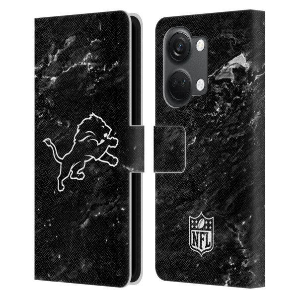 NFL Detroit Lions Artwork Marble Leather Book Wallet Case Cover For OnePlus Nord 3 5G