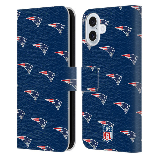 NFL New England Patriots Artwork Patterns Leather Book Wallet Case Cover For Apple iPhone 16 Plus