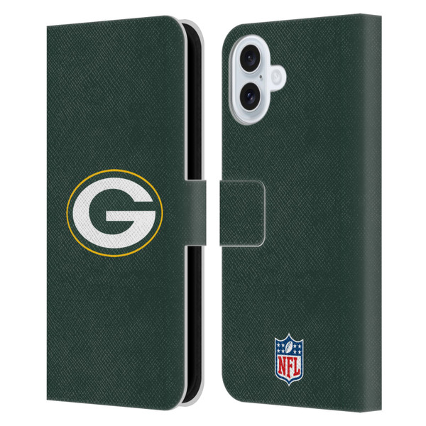 NFL Green Bay Packers Logo Plain Leather Book Wallet Case Cover For Apple iPhone 16 Plus