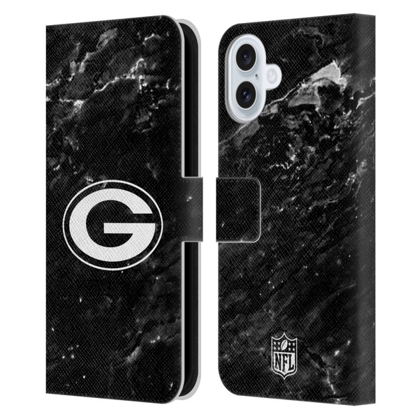 NFL Green Bay Packers Artwork Marble Leather Book Wallet Case Cover For Apple iPhone 16 Plus