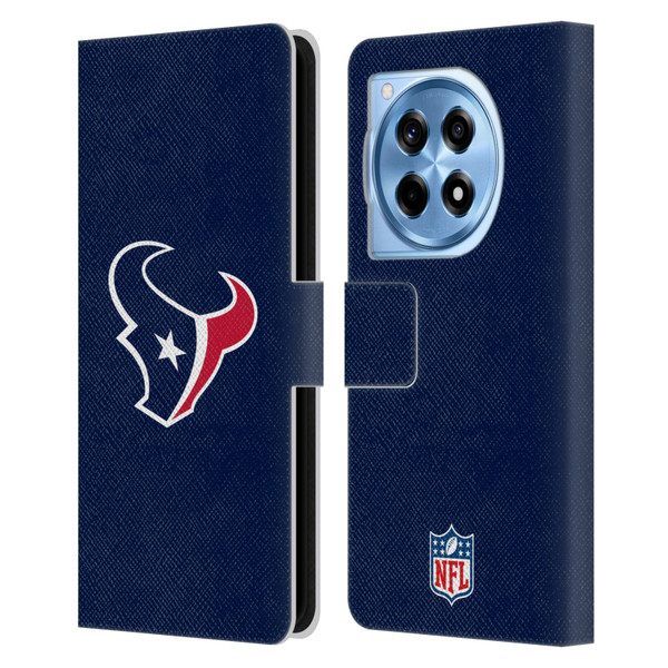 NFL Houston Texans Logo Plain Leather Book Wallet Case Cover For OnePlus 12R
