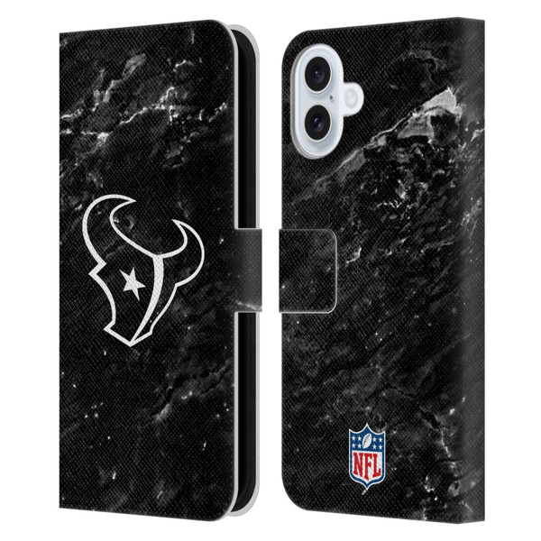 NFL Houston Texans Artwork Marble Leather Book Wallet Case Cover For Apple iPhone 16 Plus