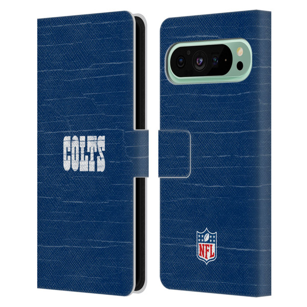 NFL Indianapolis Colts Logo Distressed Look Leather Book Wallet Case Cover For Google Pixel 9 Pro XL