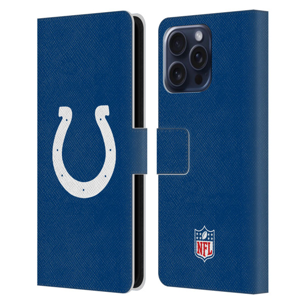 NFL Indianapolis Colts Logo Plain Leather Book Wallet Case Cover For Apple iPhone 16 Pro Max