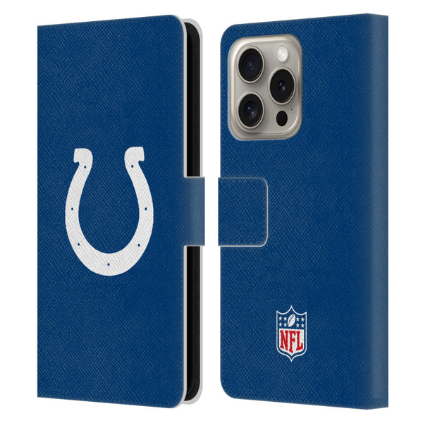 NFL Indianapolis Colts Logo Plain Leather Book Wallet Case Cover For Apple iPhone 16 Pro