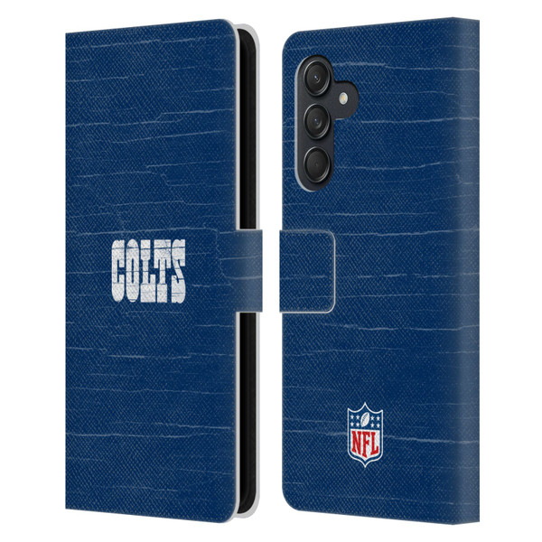 NFL Indianapolis Colts Logo Distressed Look Leather Book Wallet Case Cover For Samsung Galaxy M55 5G