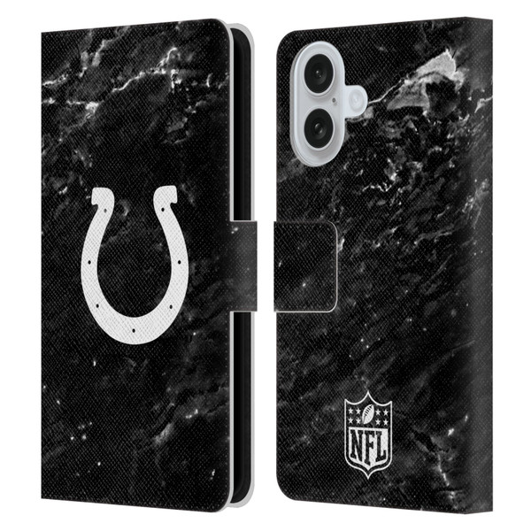 NFL Indianapolis Colts Artwork Marble Leather Book Wallet Case Cover For Apple iPhone 16