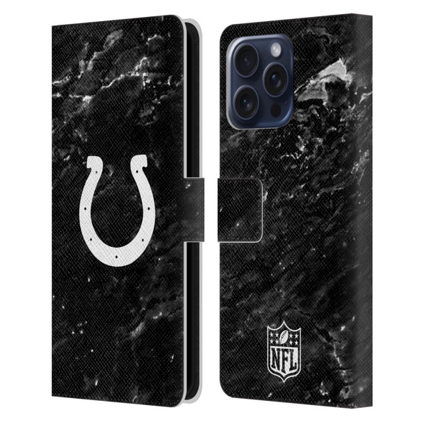 NFL Indianapolis Colts Artwork Marble Leather Book Wallet Case Cover For Apple iPhone 16 Pro Max