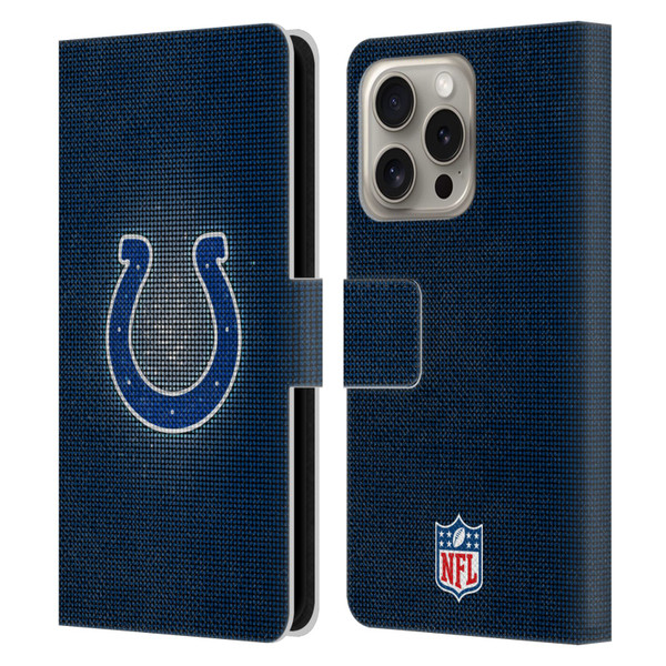 NFL Indianapolis Colts Artwork LED Leather Book Wallet Case Cover For Apple iPhone 16 Pro